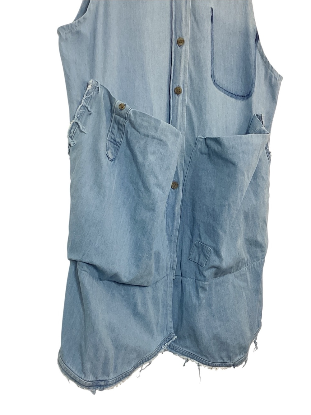 STATE THE LABEL Smock Dress OS Blue Denim Cotton Oversized Button Front Tunic - Picture 4 of 13